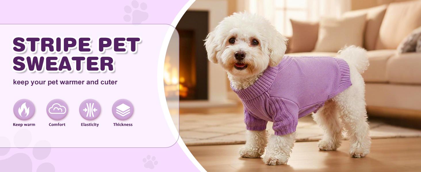 Classic Turtleneck Dog Sweater - Thick Double-Knit Collar for Extra Warmth. Available in Small, Medium & Large. Thermal Winter Pullover for Indoor/Outdoor Wear, Perfect Cold Weather Coat