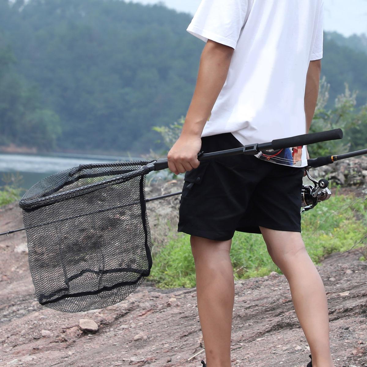 Floating Fishing Net with Rubber-Coated Base for Easy Catching of Steelhead, Salmon, Fly Fish, Catfish, Bass, Trout, Portable Collapsible Stretchable Fish Net