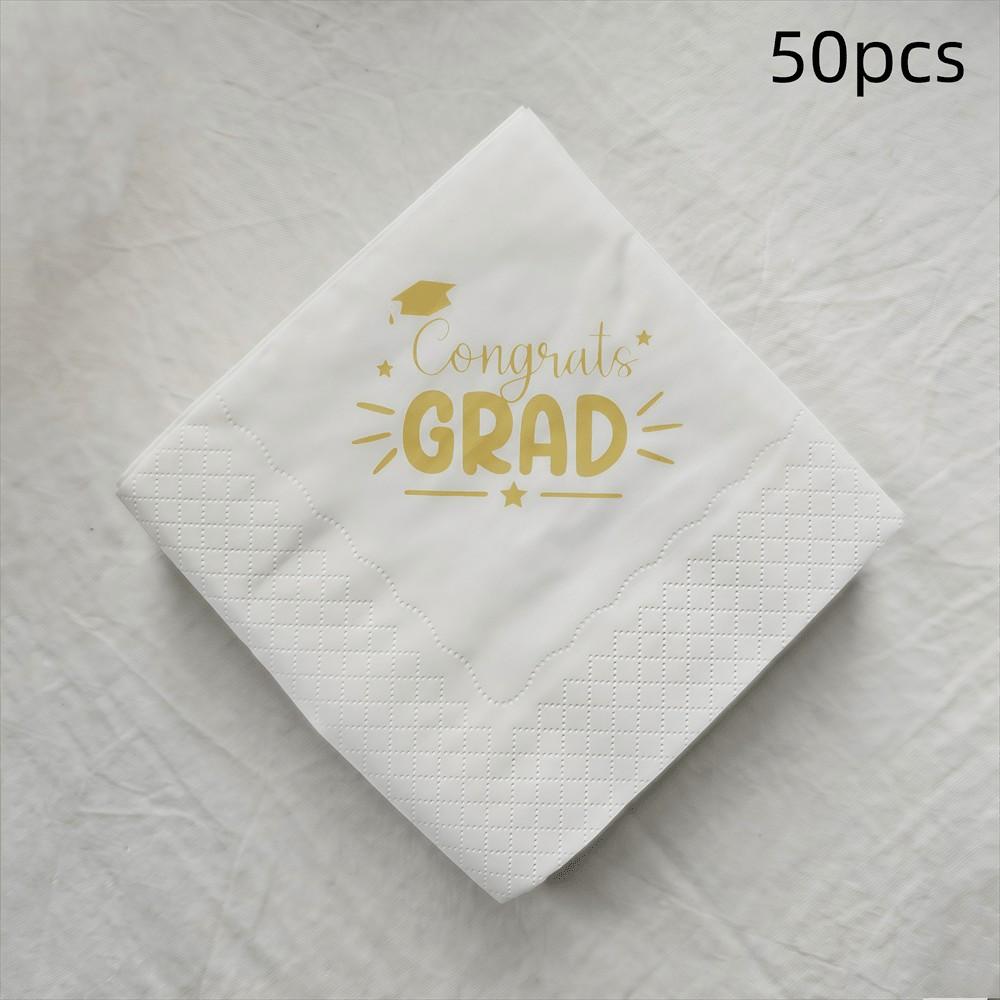 50pcs/pack Congrats Grad Napkins, Graduation Party Table Decor, Class of 2026 You Did It, Graduation Decorative Napkins, Party Supplies