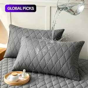 100% Waterproof Pillow Protector 2 Pack, Super Double Waterproof Quilted Pillowcase with Envelope Closure,Dust proof Stain Resistant Pillow Encasement for Standard/Queen/King Size Pillows, Machine Washable, Durable #GLOBAL PICKS