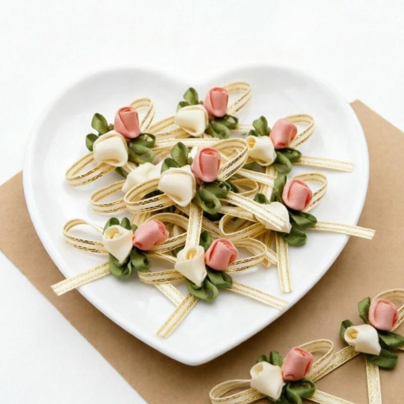 20 Pcs Rose Flower Bows 4.5cm, Mixed Colors, DIY Craft & Gift Wrapping, Wedding, Holiday, Birthday Party, Home Decor