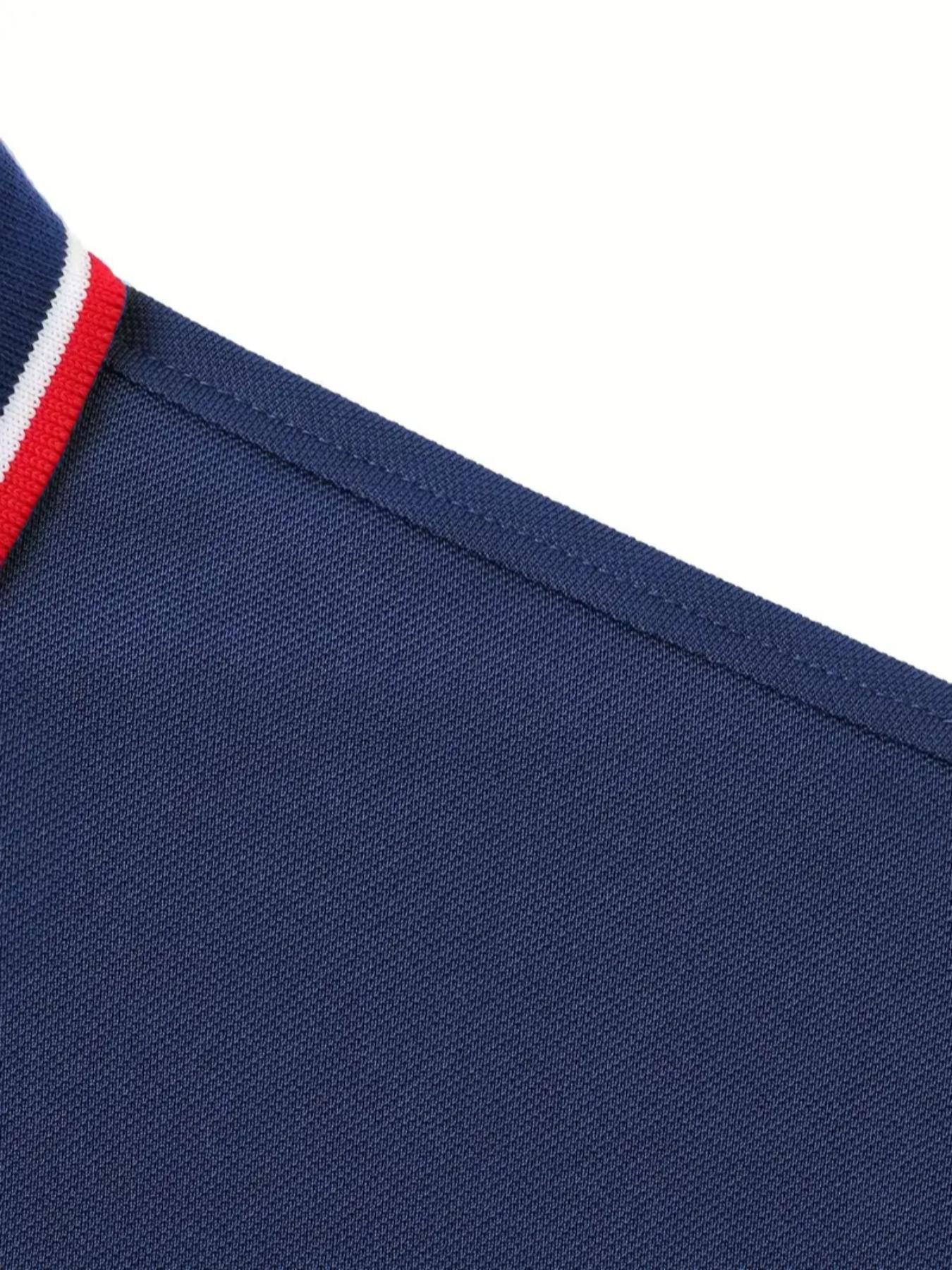 Men's Regular Fit Button Front Contrast Binding Short Sleeve Polo Shirt, Casual Top for Spring & Summer, Men's&nbsp;Streetwear Clothes