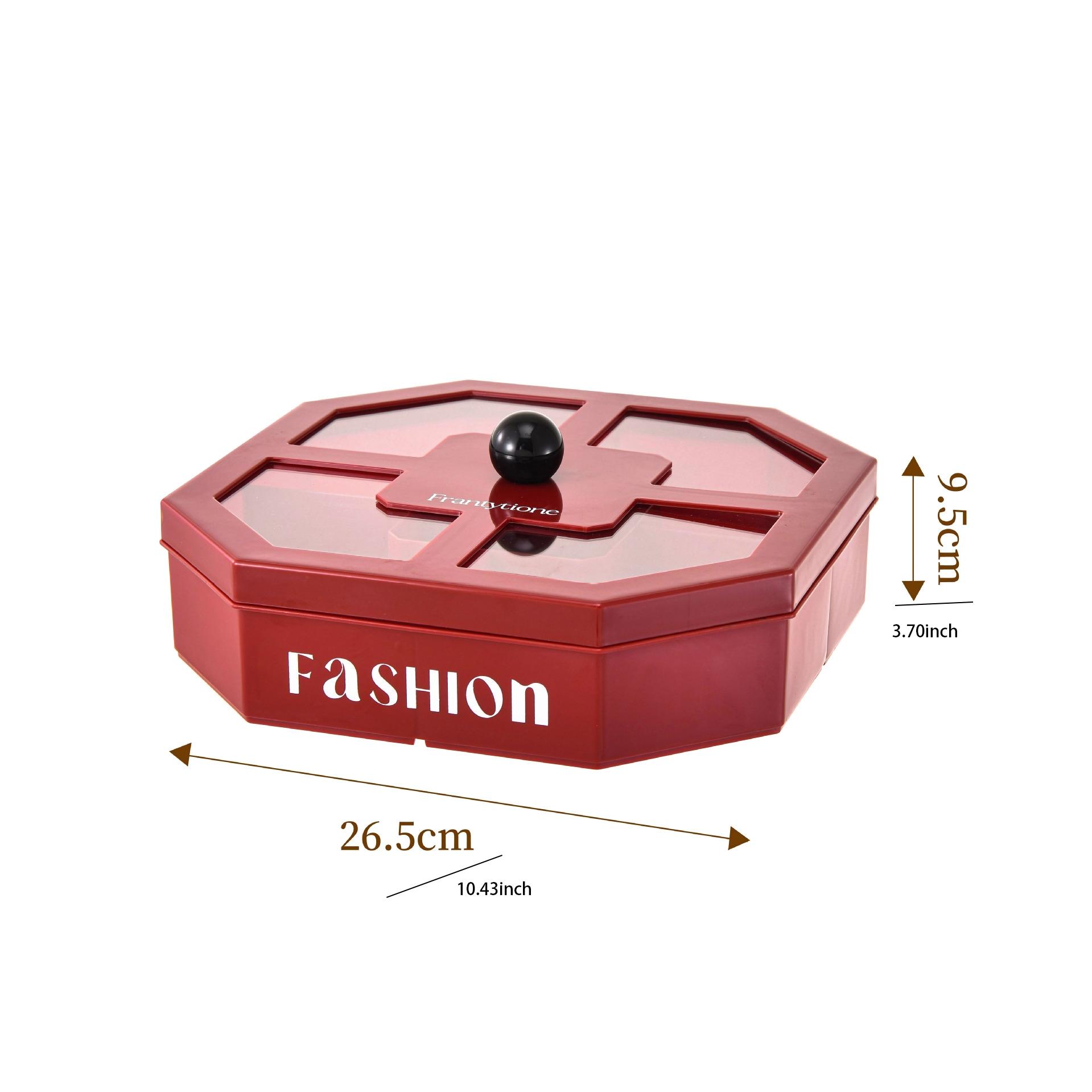 Outdoor Multi-Functional Fruit Tray, Segmented Covered Snack Candy Dish, Living Room Coffee Table High Aesthetic Luxury Dry Fruit Nut Storage Box