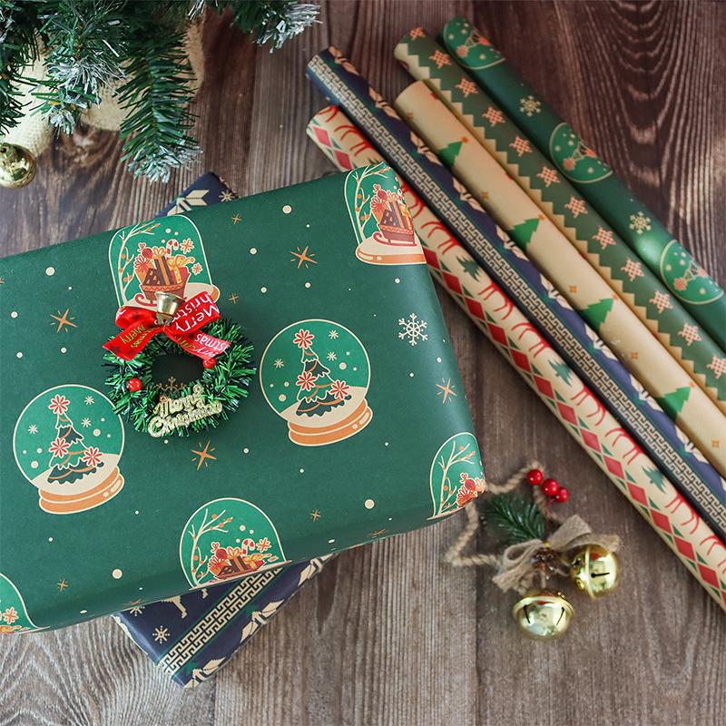 6pcs Colorful Kraft Paper Wrapping Paper, 19.69x29.92 Inches, Christmas Tree Pattern, Gift Wrap, Bouquet Packaging, Party Gifts, Bouquet Wrappers