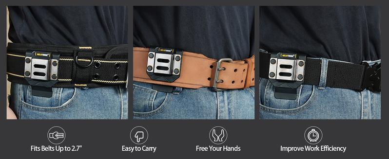 MELOTOUGH Drill Holder Belt Clip Heavy Duty Tape Measure Belt Holder for Cordless Drill Hammer Tools with Hanger Clips Black