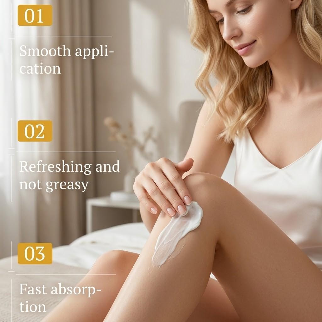 Natural Moisturizing Leg Soothing Cream, Relieves Fatigue and Stiffness, Smooths Skin Texture, Reduces Veins, Even Legs Color, Daily Care