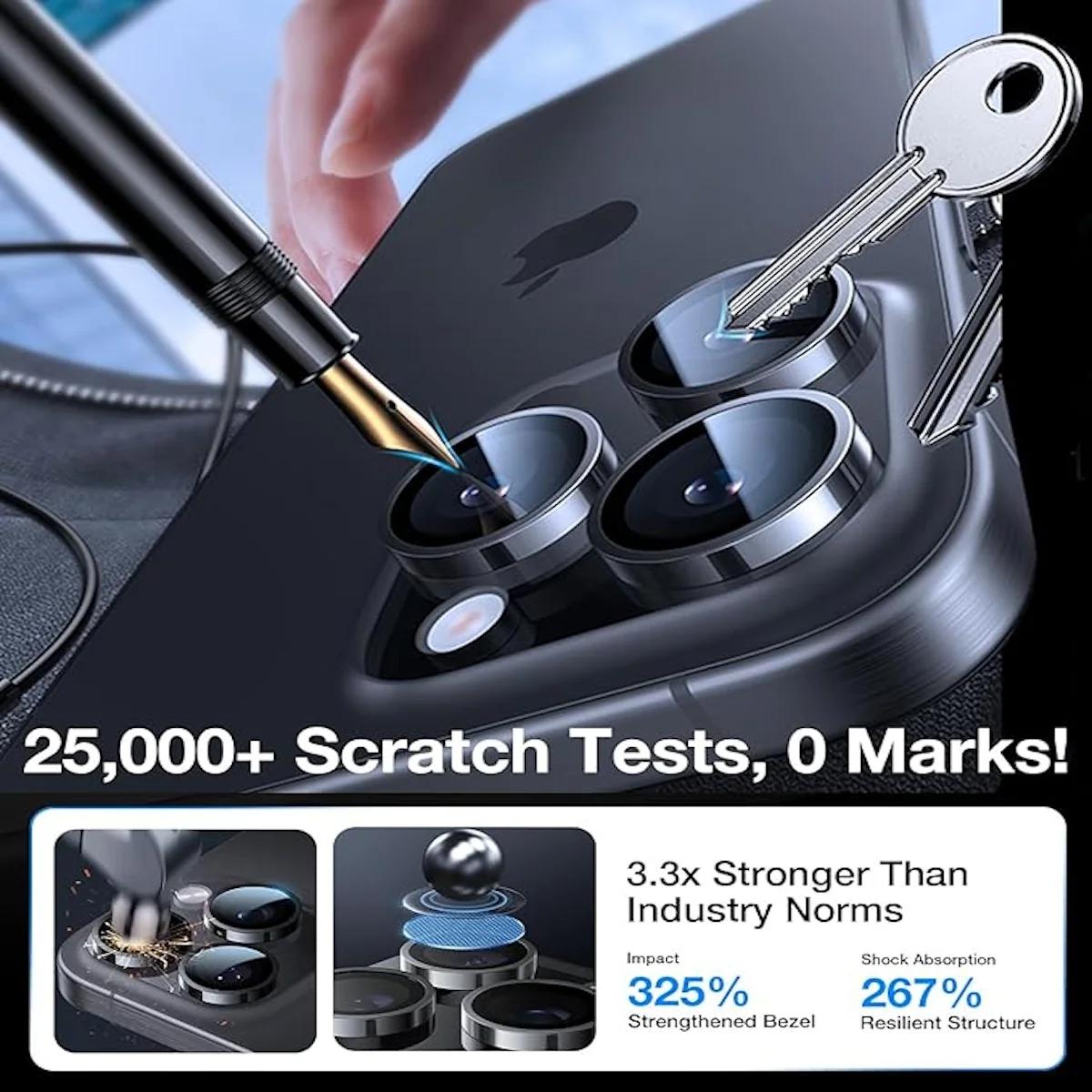 Eagle Eye Mobile Phone Lens Ring for Apple iPhone Air/17/16/15/14/13 Series, Full Coverage Camera Protection, Metal Lens Circle + 9h Tempered Glass Film