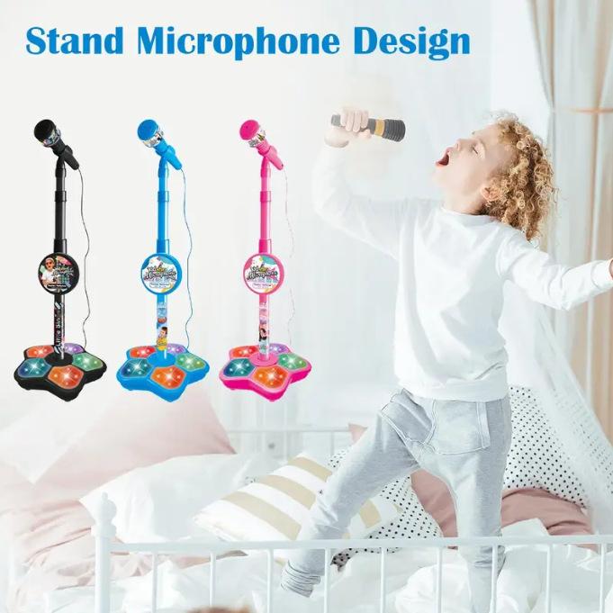 New K-Pop Music Microphone Toy with LED Light, Play Music and Sing Along, Perfect Halloween and Christmas Gift for Kids