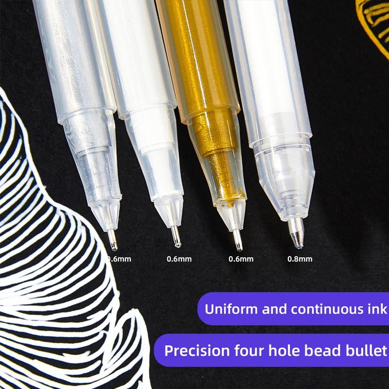 9pcs Graffiti Pen Set, Gold Silver Highlighter Pens, Student Drawing Sketching Tools, DIY Stenciling Markers