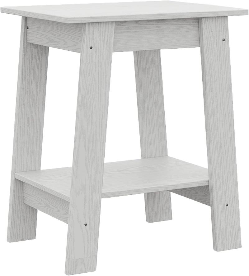 1-Piece Side Table Set with 2-Tier Storage Shelf, Narrow Small End Tables for Bedroom, Living Room, Entryway, Space-Saving Rustic Design