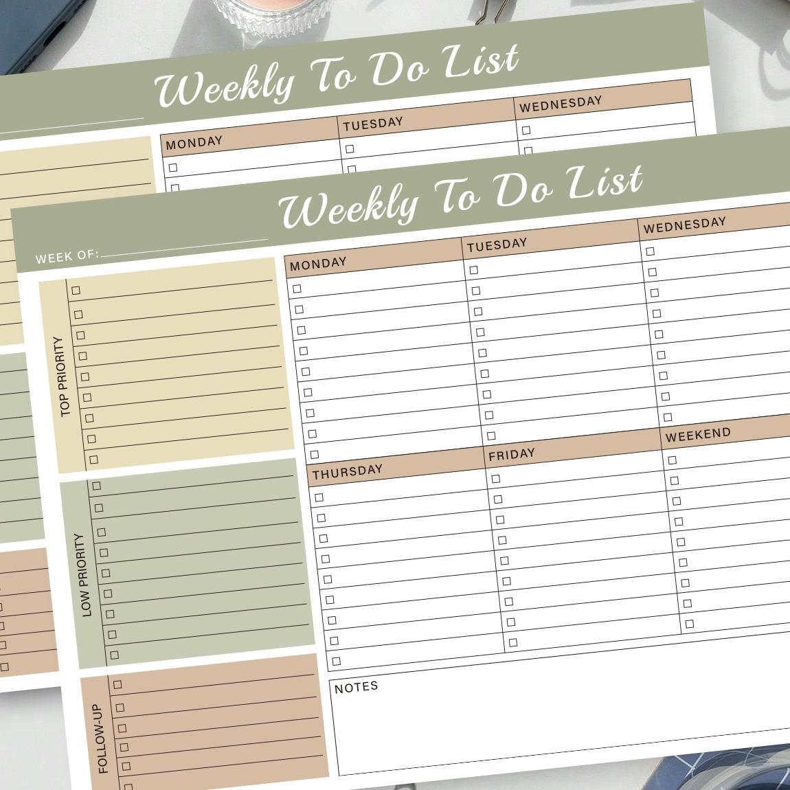 A4 Weekly Planner Task List Notebook, 52 Pages No Date Time Management, Priority Classification, Office Study Schedule Organizer