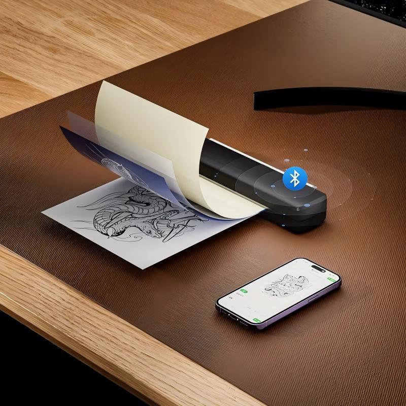 Tattoo Template Printer Thermal Printer DIY Tattoo, Wireless Mini Tattoo Transfer Printer, Compatible With Smartphones And IOS, Comes With 5 A4 Tattoo Papers, 5 Printing Papers, Perfect Holiday Gift