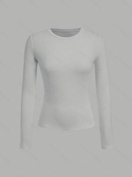 Women's Casual Slim-Fit Long Sleeve Round Neck Tops, 3-Pack Plain Solid Color Shirts for Fall & Winter, Versatile Daily Wear