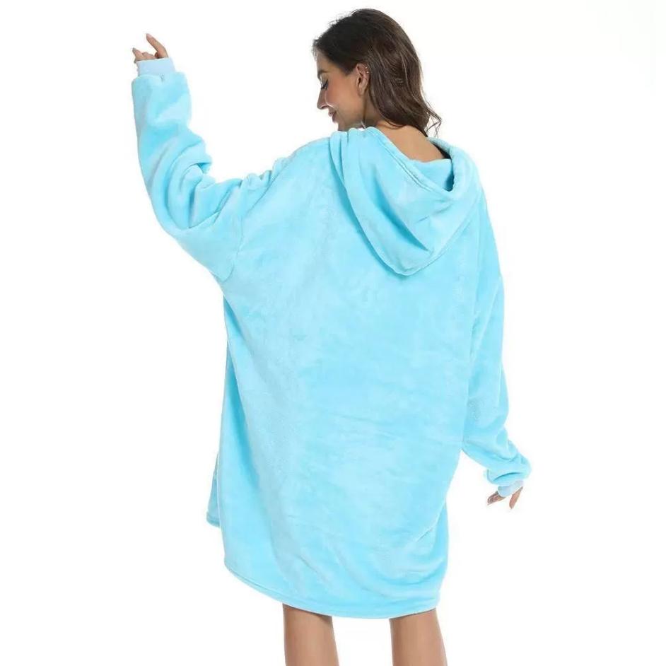 Comfortable Loose Fit Hooded Sweatshirt Blanket, Winter Warm Plaid Flannel Wrap, Pocket Design, Perfect Christmas Gift