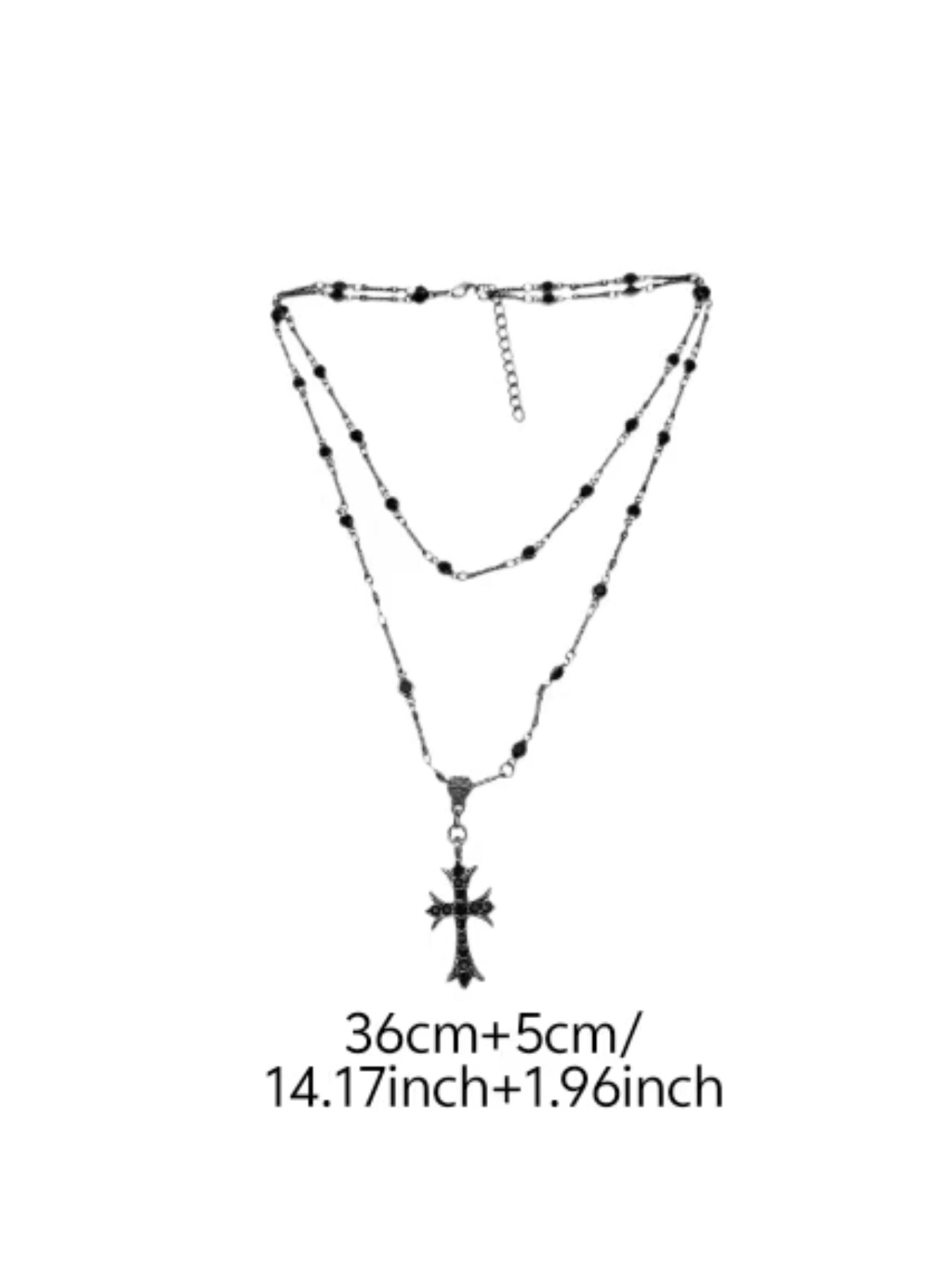 「Millennial Punk Cross Pendant Necklace for Women, Dark Gothic Style Choker, Retro Unique Sweet Cool Collar Chain, Versatile Wearable Jewelry」