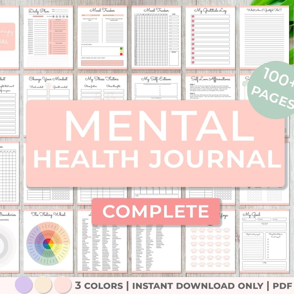 Mental Health Journal - DBT Therapy Worksheets for Anxiety & Depression Relief, Mood Tracker, Gratitude Log & Self-Care Planner