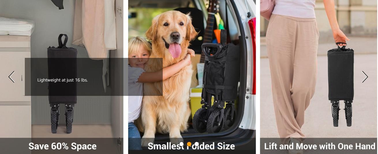 Heavy-Duty Folding Wagon Cart:Compact,All-Terrain Utility with 360° Wheels –220 lbs Capacity for Sports,Camping,and Grocery Shopping organizer