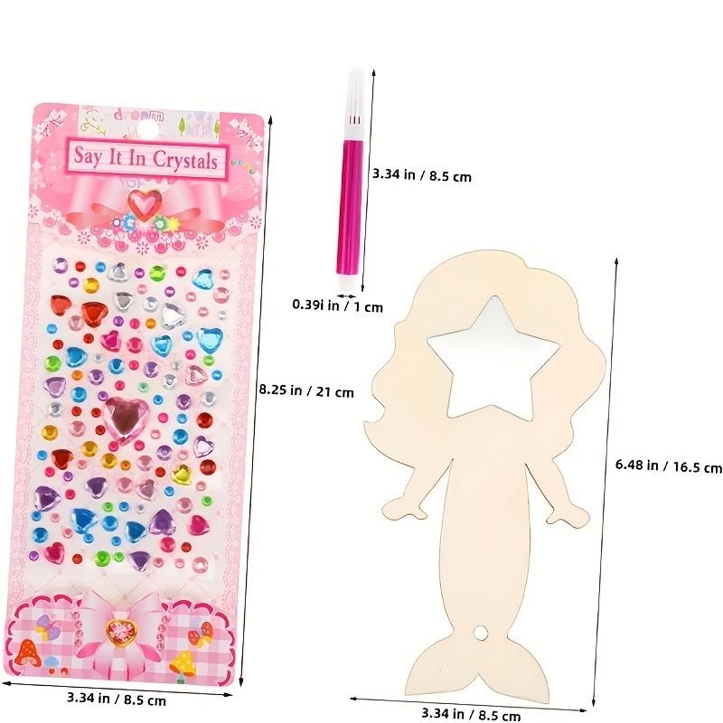 Mermaid Mirror Set Unfinished, Includes 12 Markers, DIY Mermaid Wooden Handheld Mirrors, Perfect for Party Gifts, Princess Parties, Birthdays