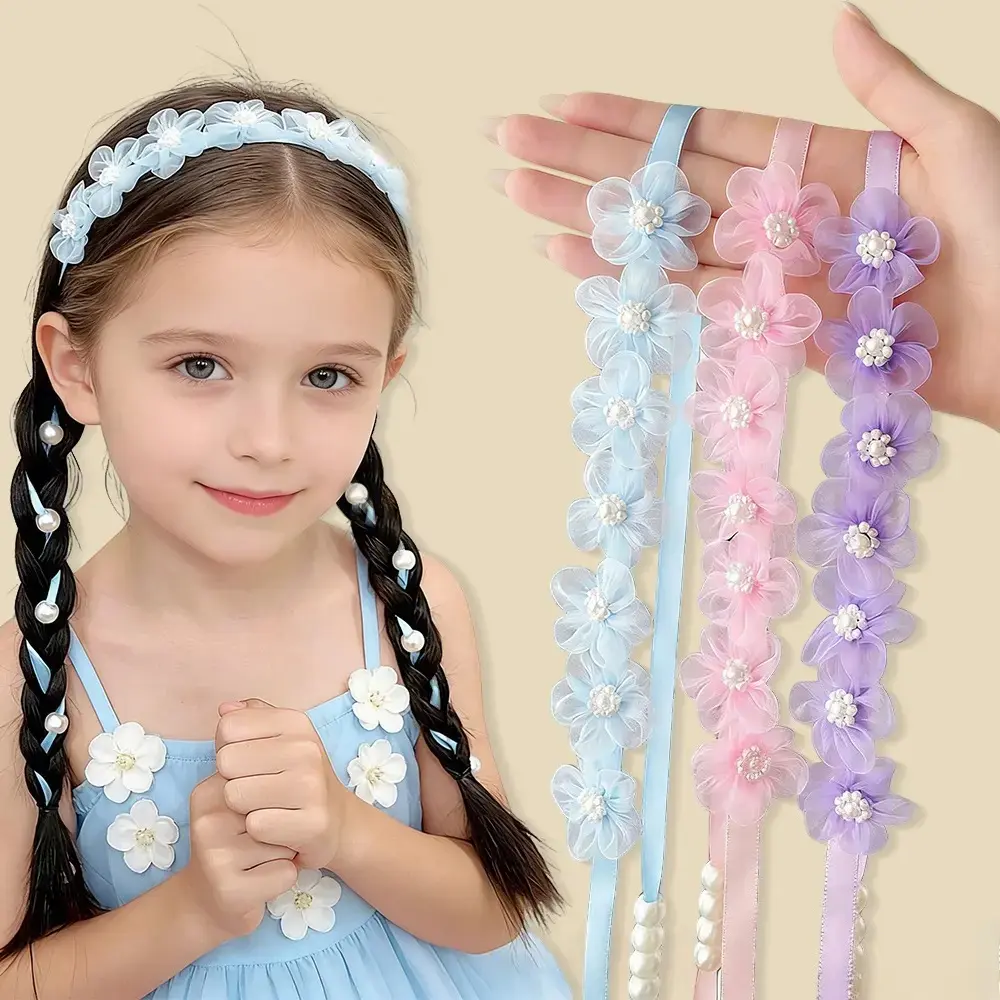 Flower Ribbon Headband for Women Girls, Organza Floral Bow Hair Accessory with Long Ribbon Design, Fairy Style Hairband for Daily Wear, Spring Outfit, Festival, Party & Holiday Hairstyles sohochic