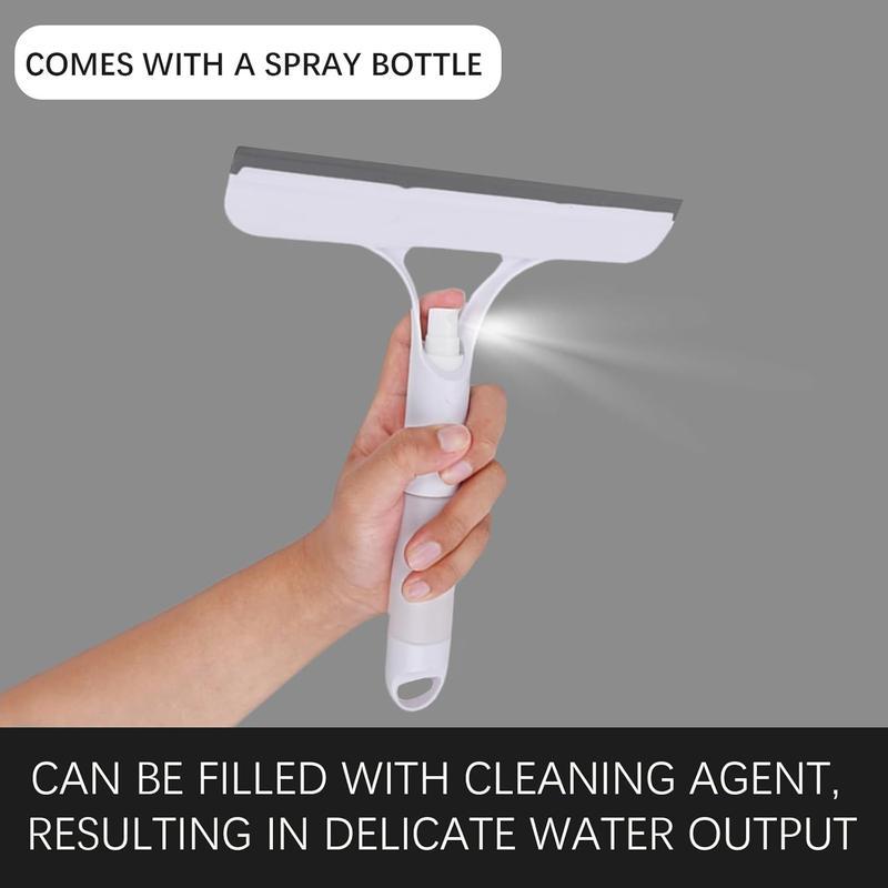 3 in 1 Window Cleaning Scraper, Squeegee andScrubber with Spray, Multifunctional HouseholdCleaning Tool, Car WindshieldCleaner,Lightweight Silicone Microfiber Wipe Glass White glass  squeegee 3  in  1  tool Yellow 3  in  1  squeegee 3  in  1  glass