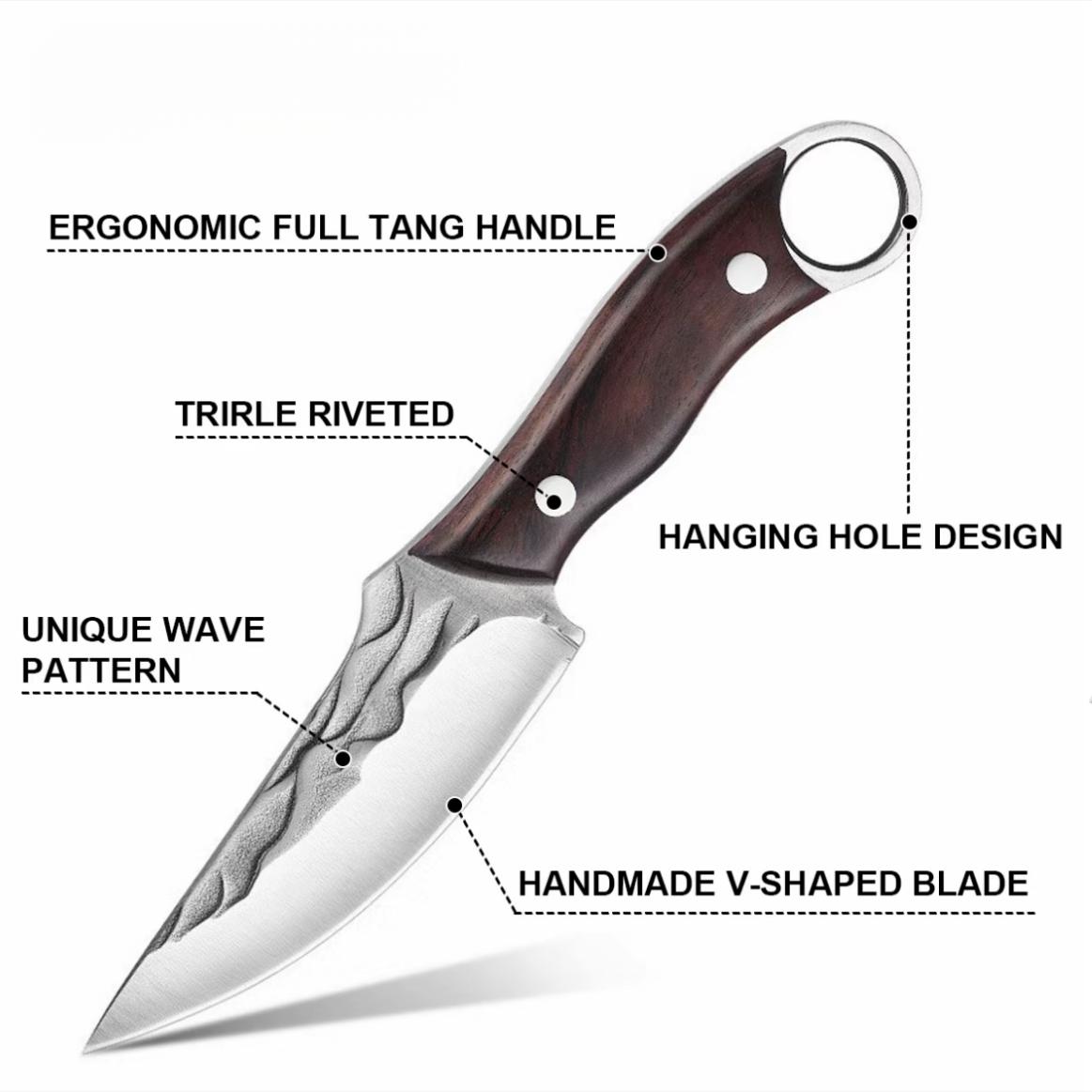 Viking - style Japanese Chef's Kitchen Meat Cleaver / Butcher Boning Knife (with Sheath) Kitchen meat cleaver / butcher knife,boning knife,hand-forged meat cutting knife,multi-functional and portable,suitable for home kitchens, Blade