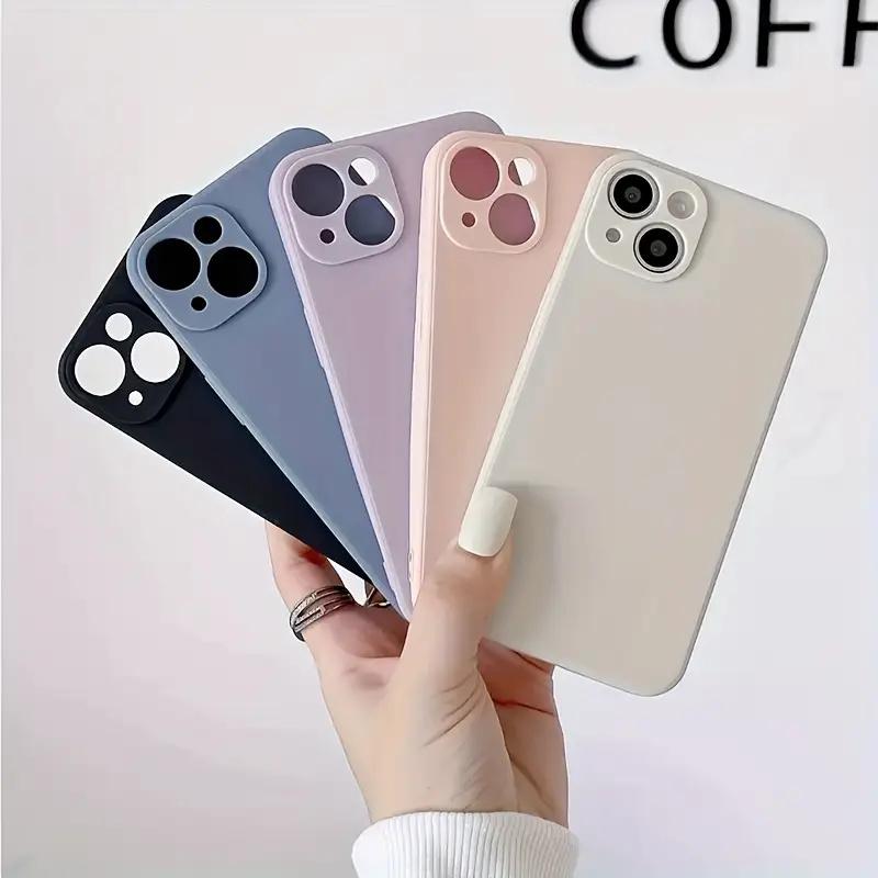 5-piece solid color  case set, suitable for iPhone16/15/14/13/12/11, XS, XR, X, 7/8, Mini, Plus, Pro, Pro Max - Anti-collision p