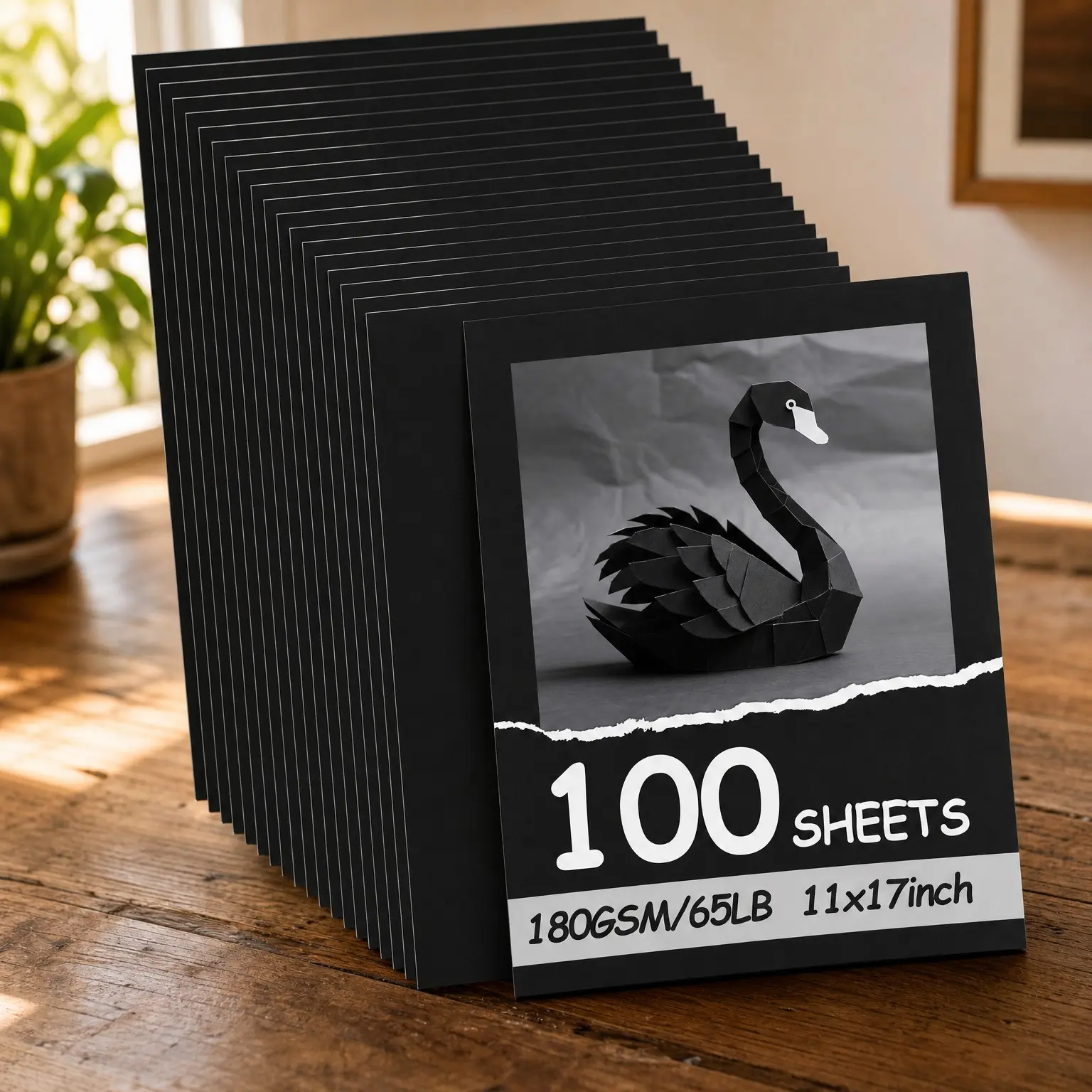 100 Sheets 11x17 Black Cardstock, 65lb/180gsm Heavyweight Cardstock Paper for Printer, Resume, Scrapbooking, Art, Crafts & Business CardsGift