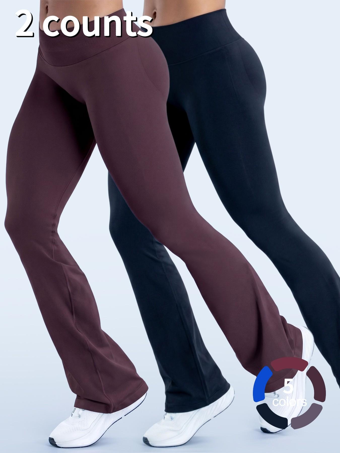 1/2/3PCS Flared Gym Fitness Leggings For Women Hidden Scrunch Butt Lift Workout Legging Flare Bootcut Yoga Pants, An Ideal Choice For Halloween, Christmas, And Thanksgiving A Gift For Girls