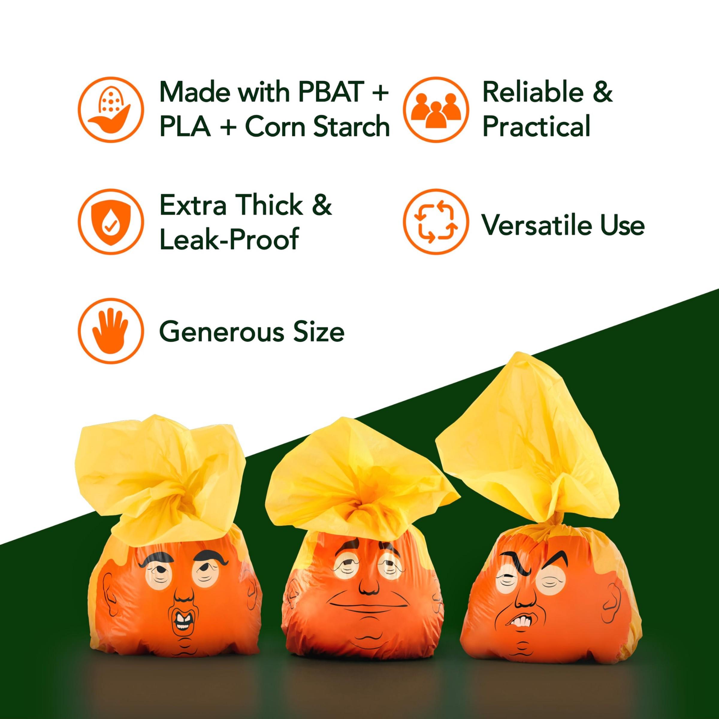 High-Quality Dog Poop Bags with Funny Faces, Unscented, Leak-Proof, 4 Rolls (60 Pieces), Ideal for Pet Owners, Convenient and Practical