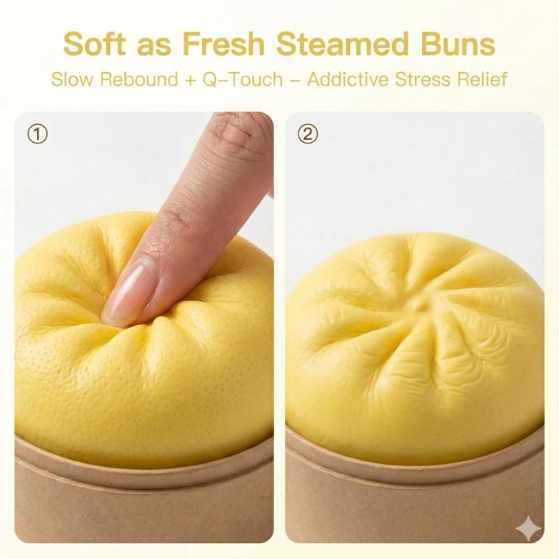 Cute Baozi Shape Stress Relief Toy, Bubble Blowing Squeeze Fun, Includes Steamer Basket, Random Color, Fun Squeeze Toy for Kids