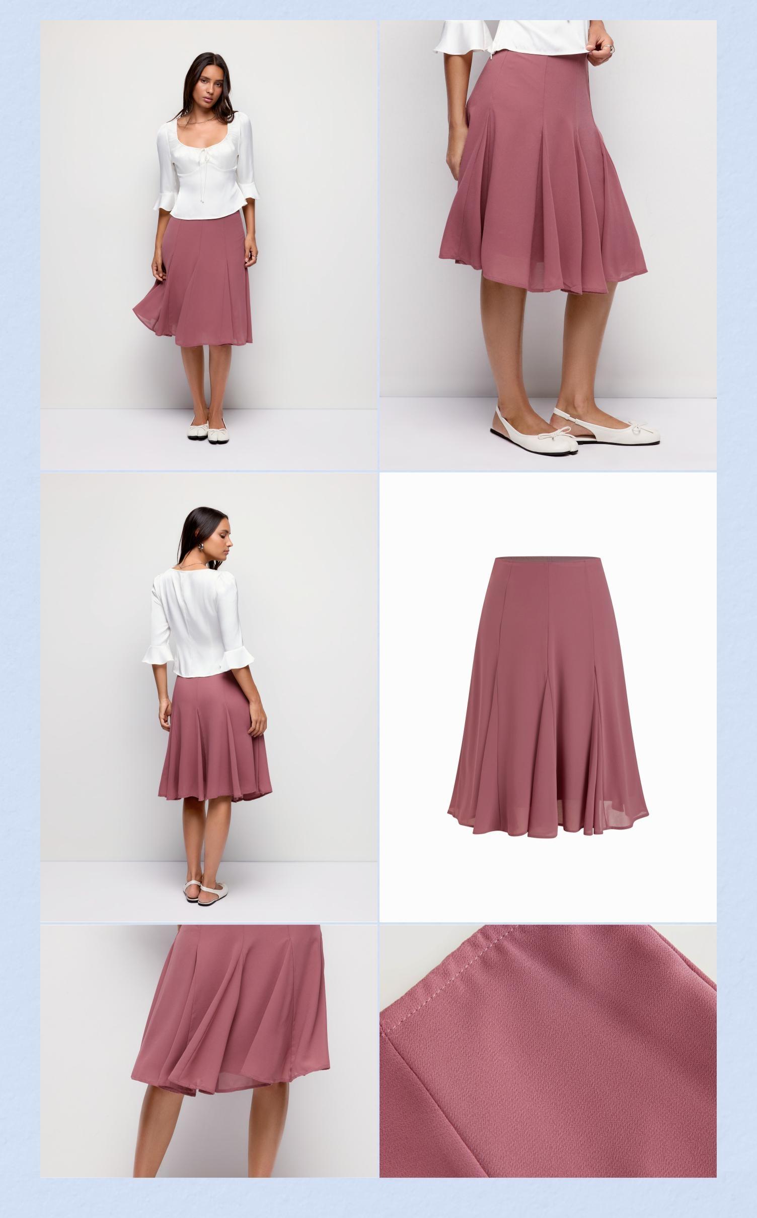 Cider Mid Rise Flared Midi Skirt