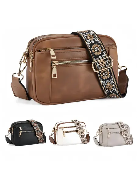 thumbnail image 2 of Women's Faux Leather Crossbody Purse – Black Satchel Handbag With Adjustable Strap 2 of 6