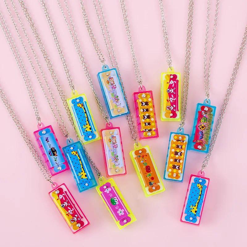 1/3/5Pcs Cartoon Mini Harmonica with Necklace Musical Instrument Toys for Kids Birthday Party Favors  Shower Pinata Fillers Toy