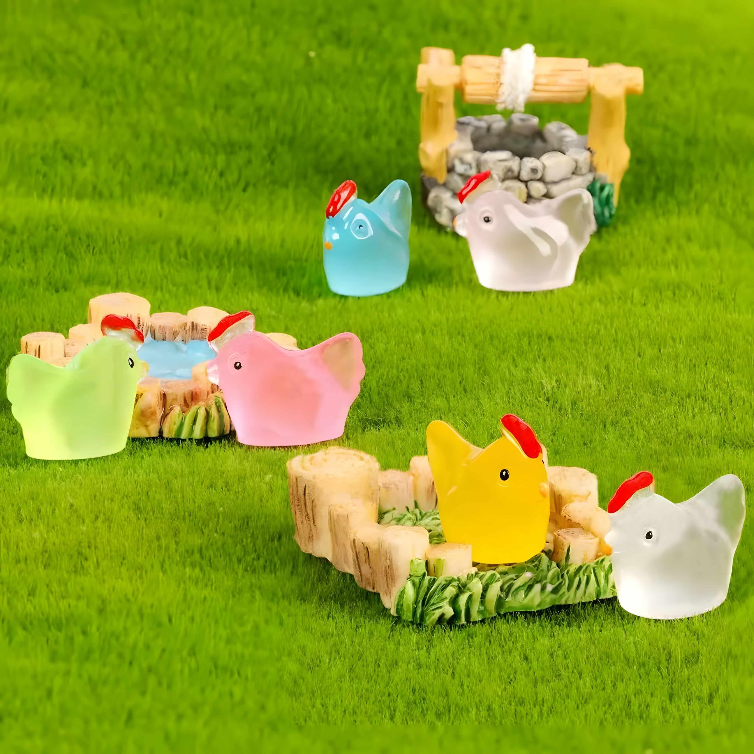 Micro Landscape DIY Craft Kit, Adorable Animal Mini Chicken Night Light Ornament, Garden Moss Scene Decoration Accessory