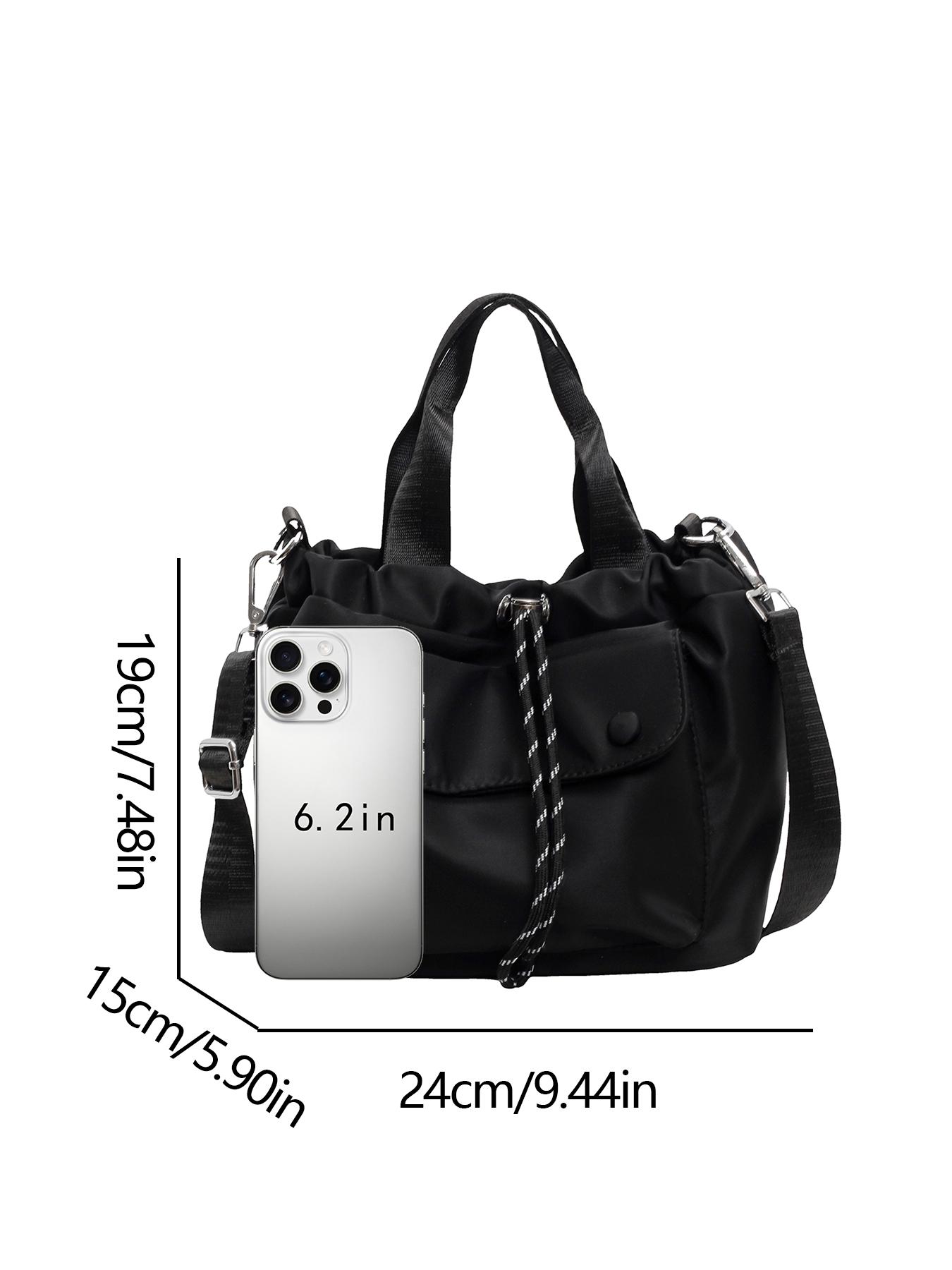 Casual drawstring bucket bag, versatile lightweight handbag, Casual Messenger Bags, textured shoulder crossbody bag, solid color shoulder commuter bag, suitable for daily commuting, Adjustable Shoulder Bag, Cross Body Bags