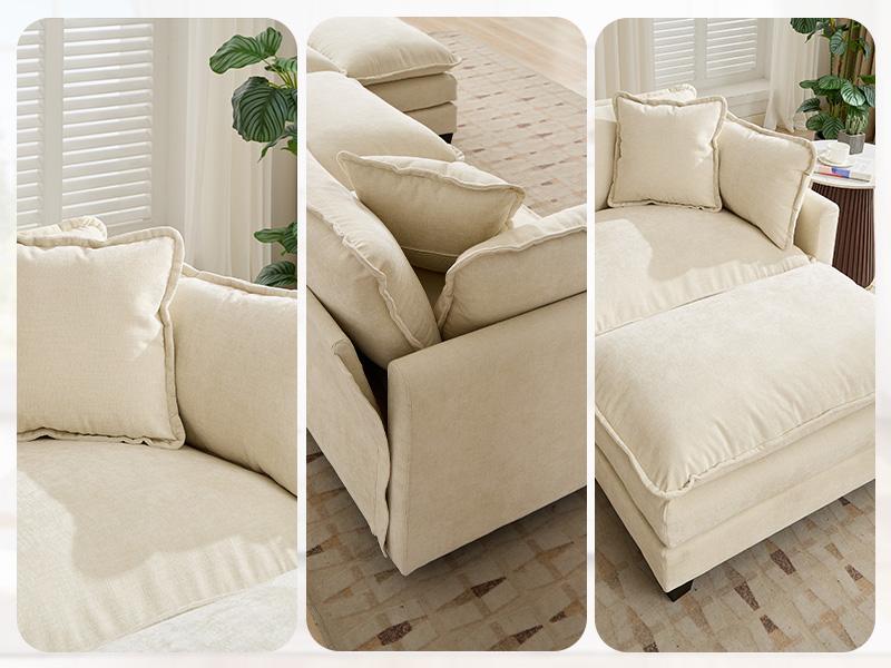 Modular Sectional Cloud Sofa Set,Chenille Sectional with pillows ,Convertible sofa for Living Room & Apartment