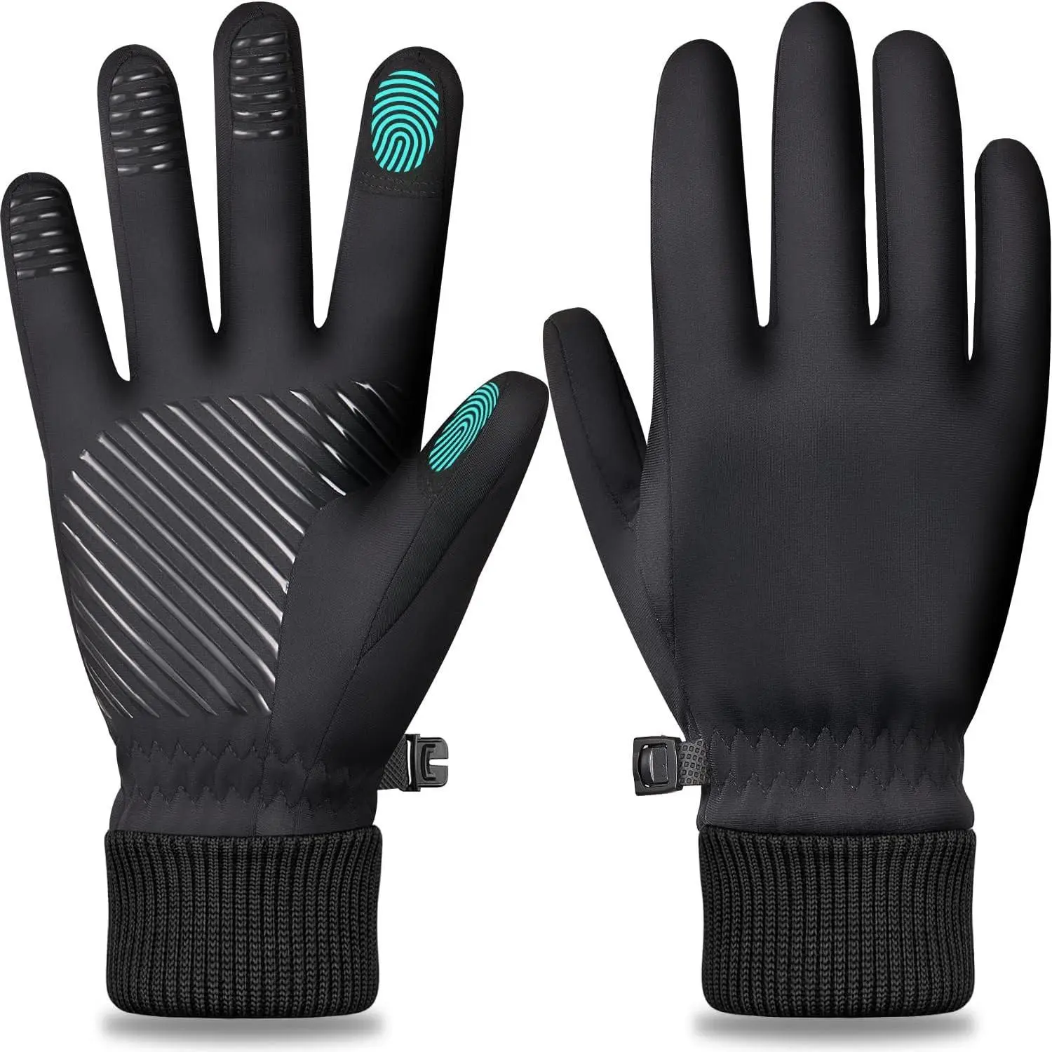 Waterproof Winter Gloves with Cotton Padding, Touchscreen Compatible, Warm Comfortable Fit, Water-Resistant Shell, Soft Smooth Lining and Silicone Grip for Running, Hiking & Outdoor Sports(Gift)