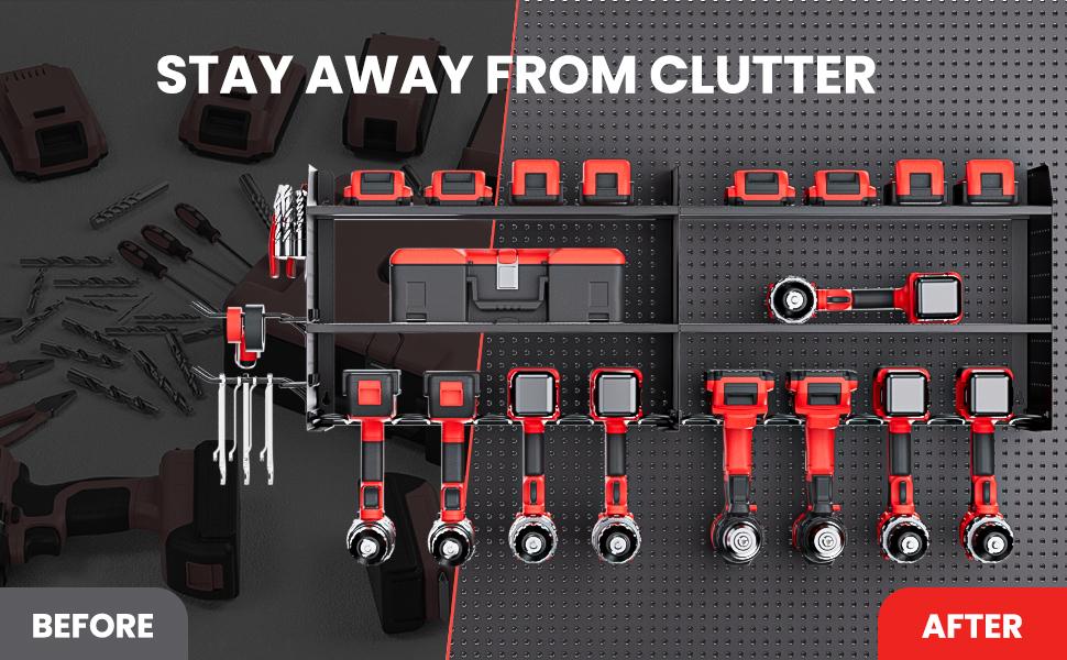 TRZZ Men's Room Accessories Portable Tool Storage Rack with 8-Port Power Strip 3-Layer Tool Gun Rack Saw Blades Drill Bits Cordless Drill Fixture Storage Box Tool Holder Gift Heavy Duty