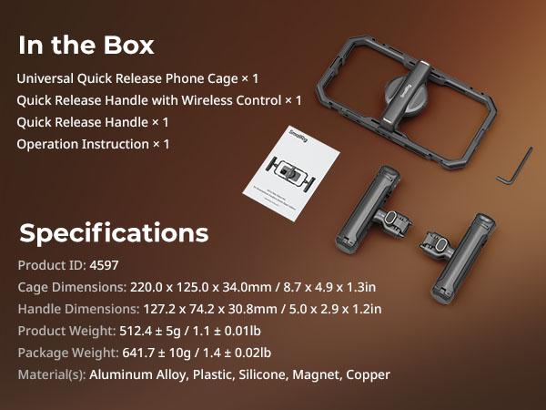 SmallRig Universal Quick Release Phone Cage Kit Basic, Aluminum Smartphone Video Rig Kit with Wireless Control Dual Handles and Phone Clip, Support for MagSafe, for iPhone for SamSung for Pixel - 641.7