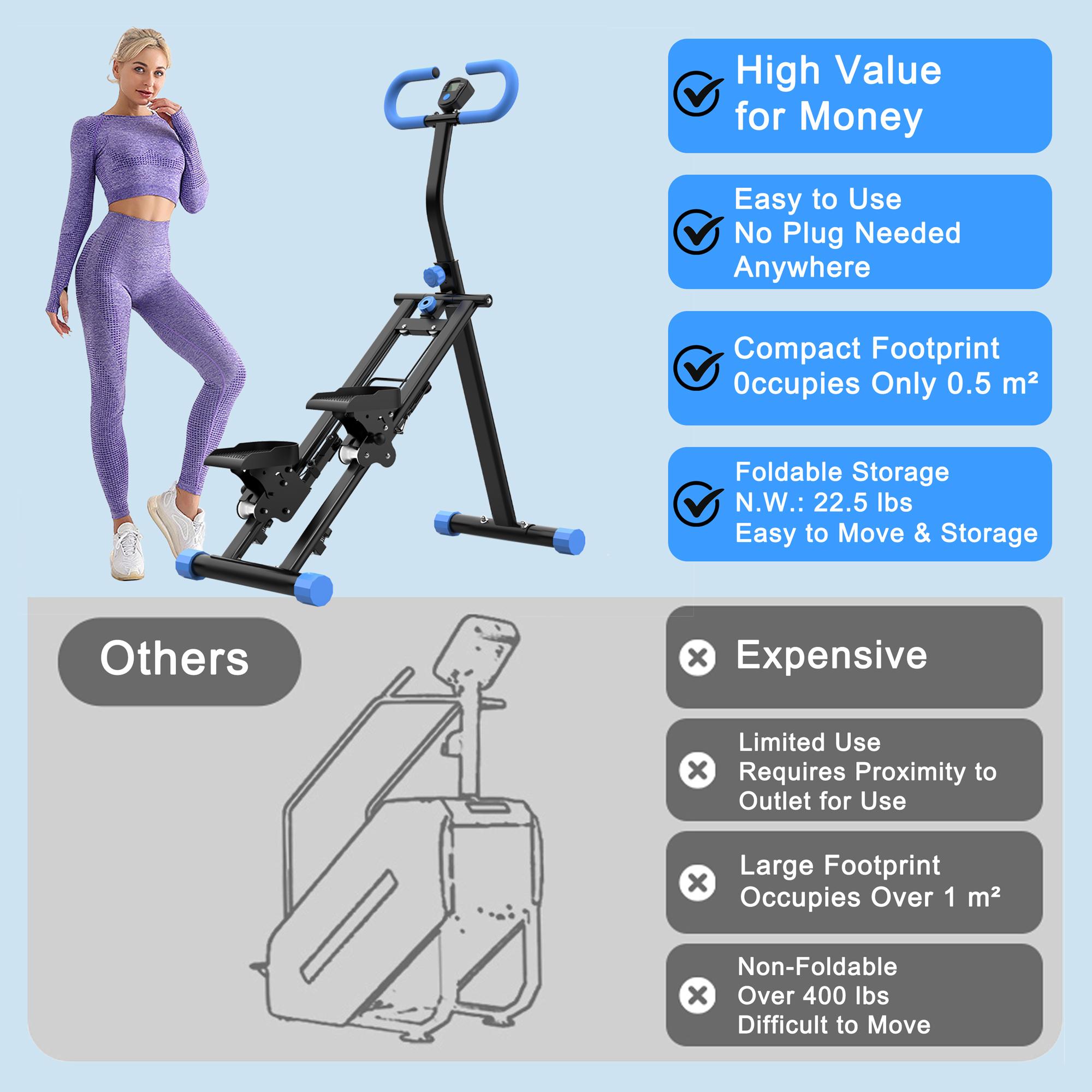 【KINMAC】330lbs Stair Stepper Climber Machine with Adjustable Resistance & Handlebar - Upgrade Vertical Climber Workout Machine for Full-Body Exercise Climber Fitness Equipment with Stable Frame 196N 3Level
