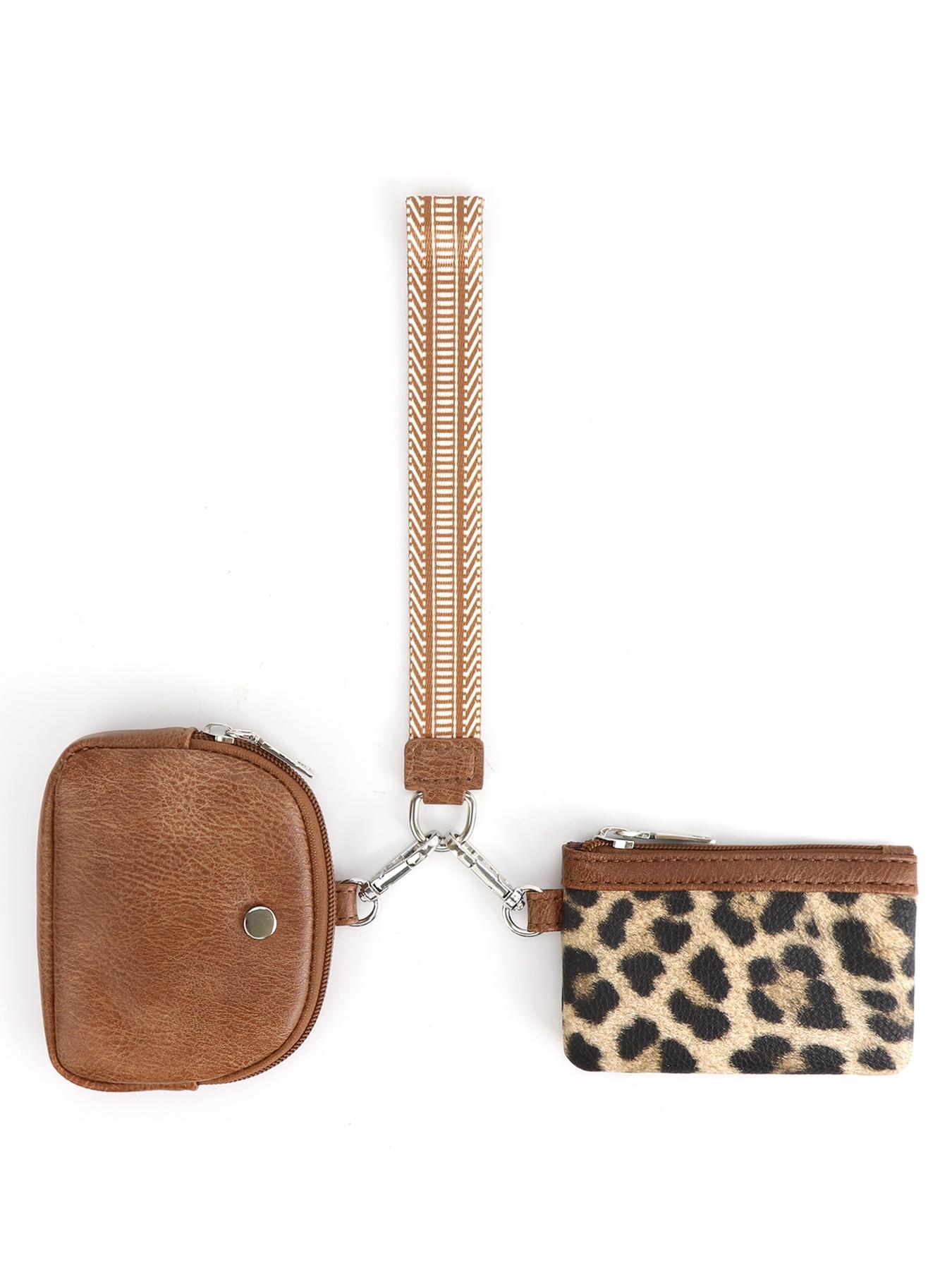 Women's Cute Leopard Print Zipper Short Wallet, Trendy Versatile Wristlet Wallet, Fashionable All-match Versatile Coin Purse for Daily Use, Stylish Wallet