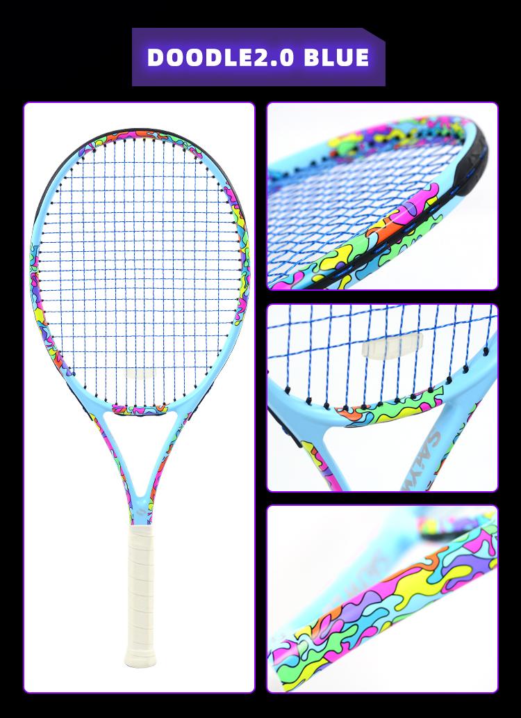 2026 Upgraded Model Doodle 2.0, Professional Carbon Tennis Racket 105in² Oversized Defensive Control | Pre-strung 50-60lbs | Empty Racket 280g Plus or minus 10 grams | Dazzling Graffiti Design | Suitable For Major Players