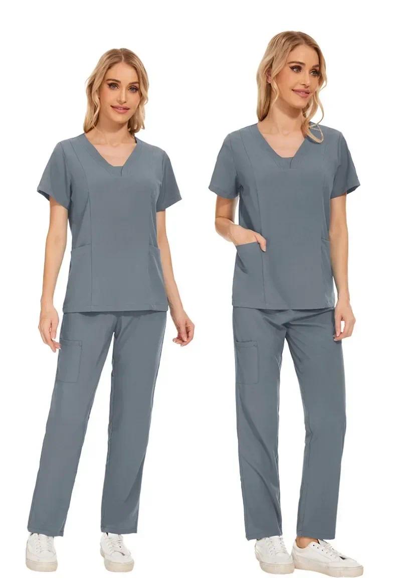 Scrub Workwear Set Doctor and Nurse Uniform Casual Loose Outfit Multiple Colors Available