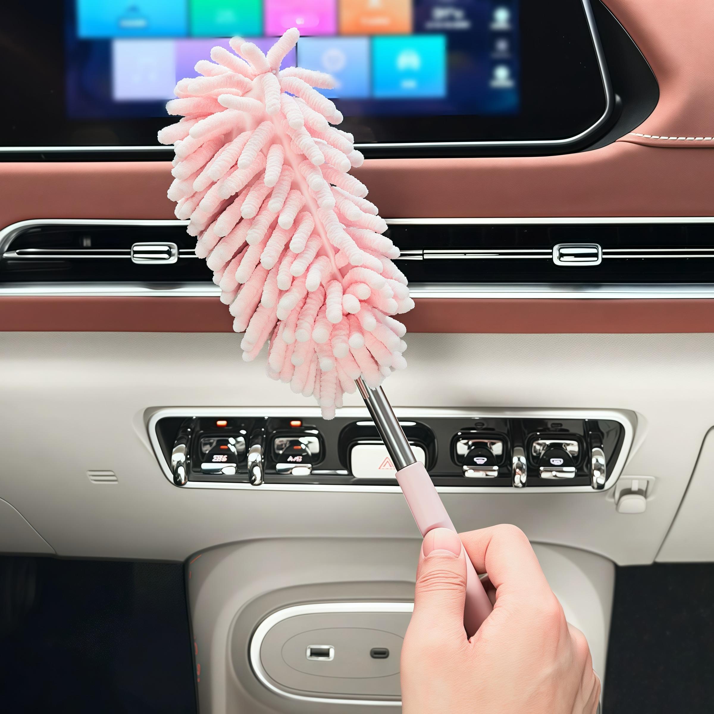Mini Car duster brush, with a comfortable handle, extendable, ultra-fine fiber dusting tool, for indoor home and car cleaning, car cleaning tool, household cleaning tool, cleaner