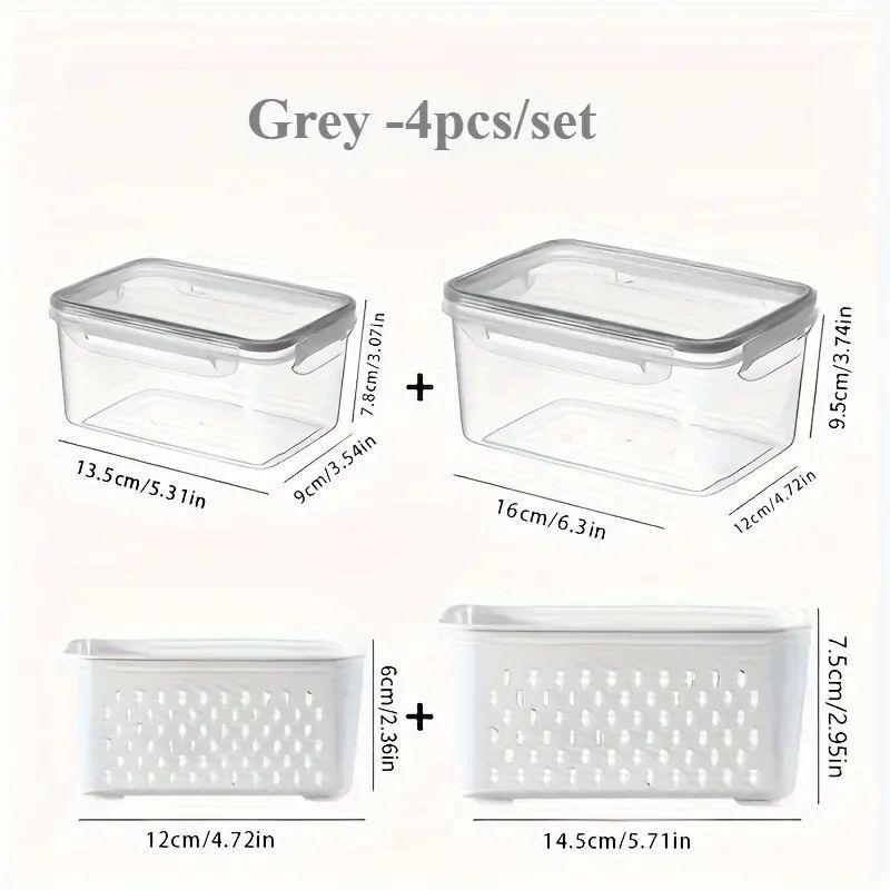 2-Piece Draining Basket Set, Square Food Storage Box, PP Material Reusable Refrigerator Organizer, Ideal for Onions, Herbs, Fruits, Eggs