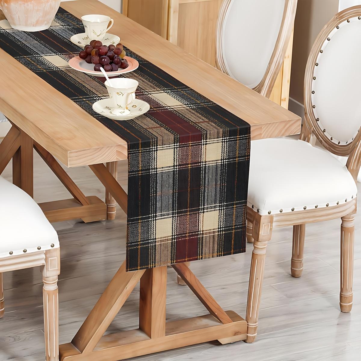 Classic Plaid Table Runner, 2D Flat Printing, Wine, Indoor Outdoor Decor, Holiday Party Gift, Living Room Dining Table