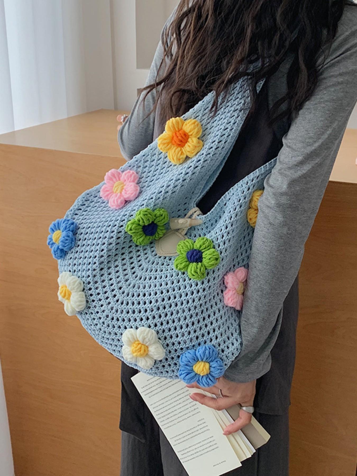 Fashion Knit Bag Women's 2026 New Spring Shoulder Bag, Large Capacity Tote Bag, Beach Vacation Tote Bag, Stylish and Practical