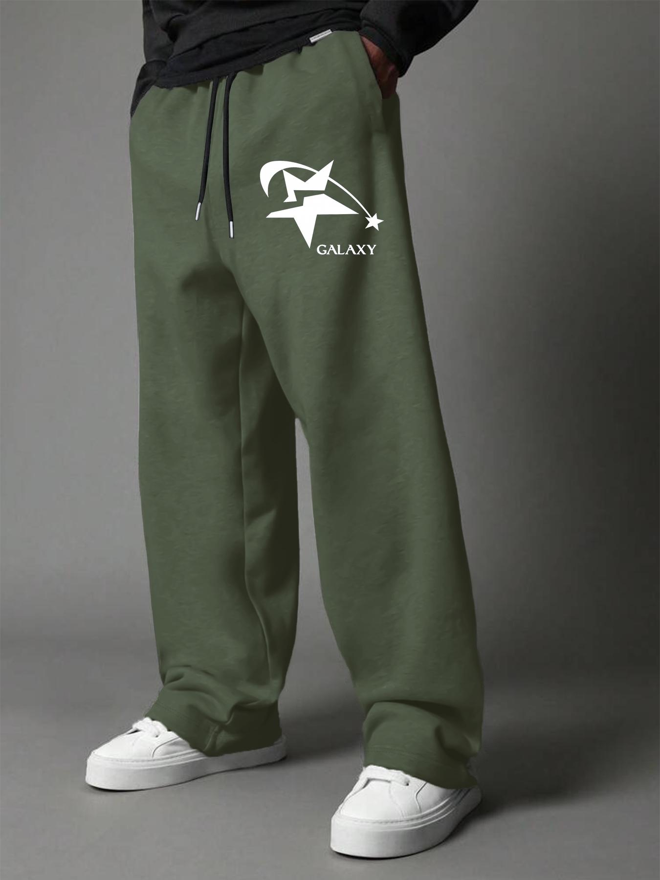 Men's Loose Sweatpants, Galaxy-Themed Star Graphic Print, Sci-Fi Trendy Casual Outfit for Trendsetters, Elastic Waist with Drawstring, Ideal for Daily Wear & Leisure Looks with Sleek Vibe