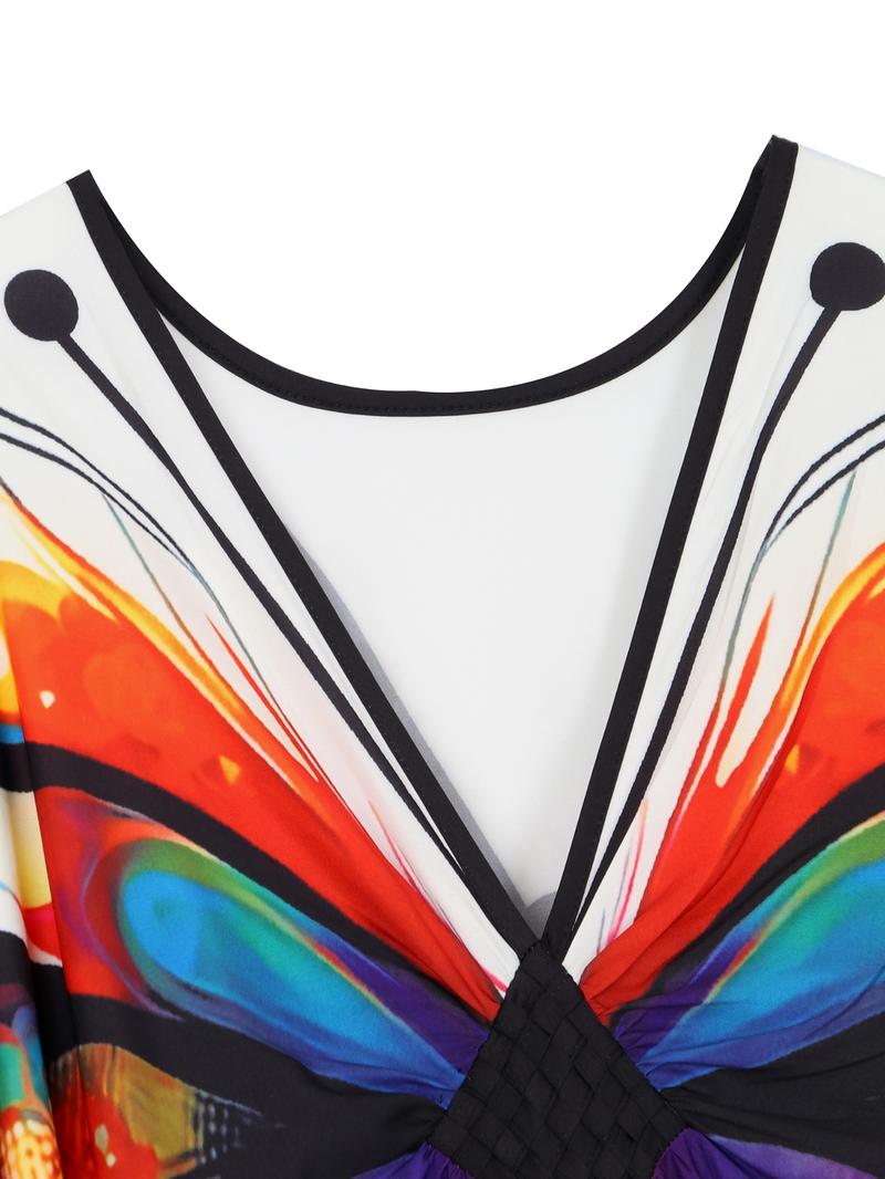 EDOLYNSA plus size Kaftan Dresses for Women printing Moo Moo Dress muumuu caftan beach dress lightweight swimsuit cover-up relaxed flowy outfit vacation Bohemian robe Q1588