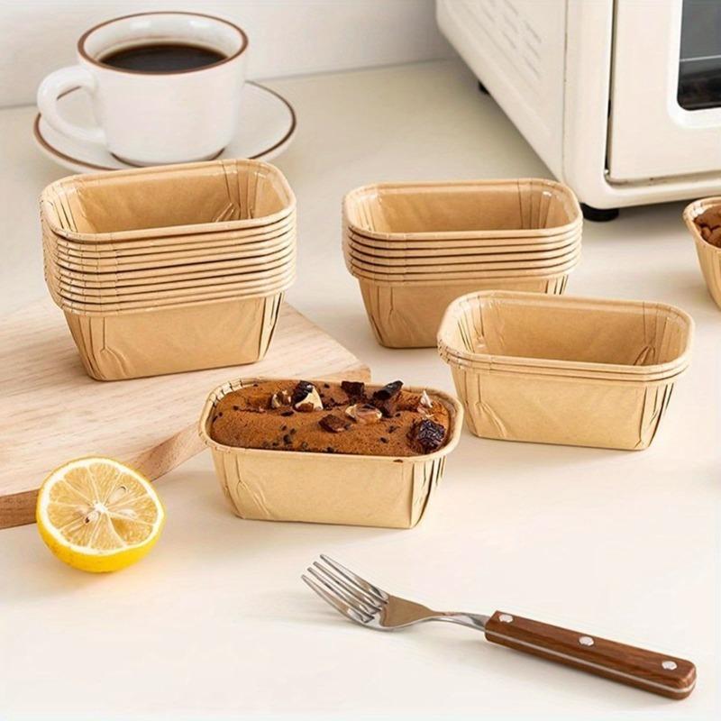 50pcs Non-Stick Rectangular Baking Cups | Stackable, Even Baking for Bread, Cake, Muffins | Leakproof Grooved Edges, Reusable | Oven Safe | Ideal for Pastry Making, Holiday Baking | Space Saving